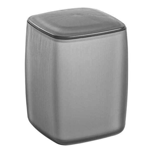 A grey square Room360 storage jar with a black lid.