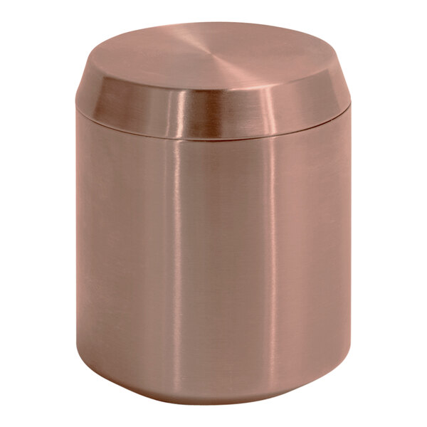 A round stainless steel canister with a lid.