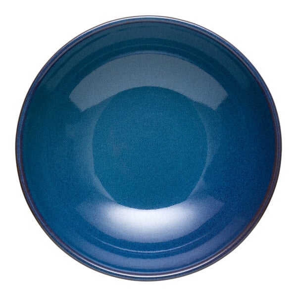 A blue bowl with a white background.