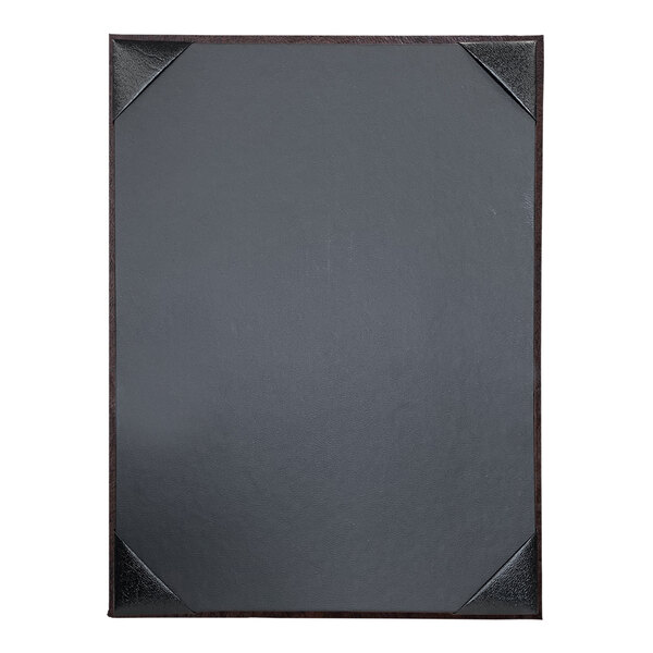 A brown rectangular menu cover with corner corners.