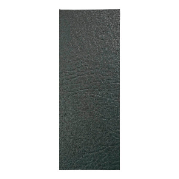 A black leather rectangular menu cover with a white background.
