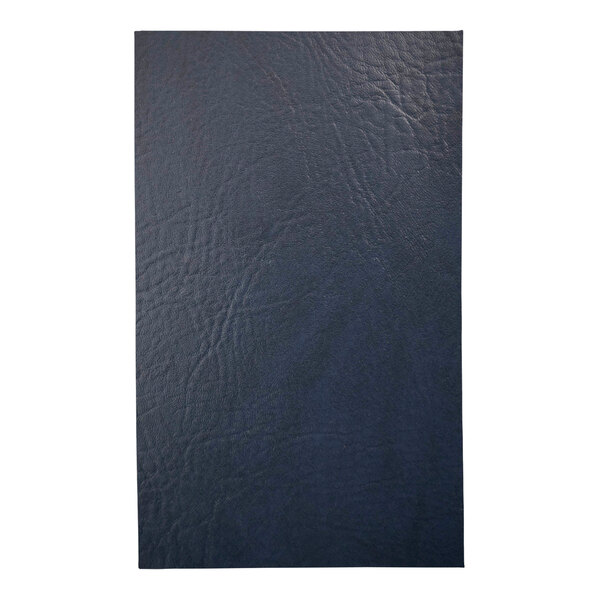 A black leather menu cover with a navy blue insert.