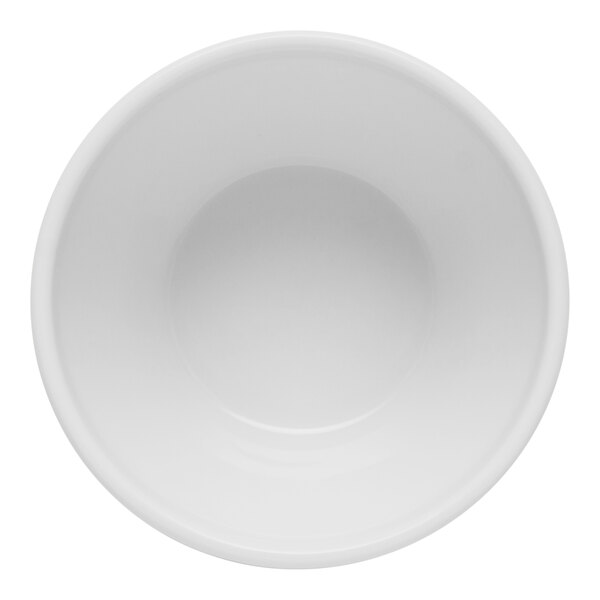 A white porcelain Libbey bouillon bowl.