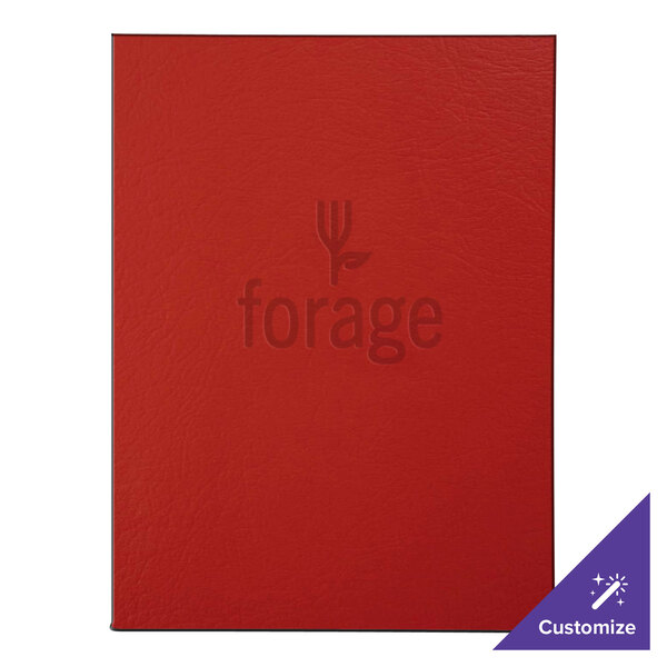 A red leather H. Risch, Inc. menu cover with a white logo.