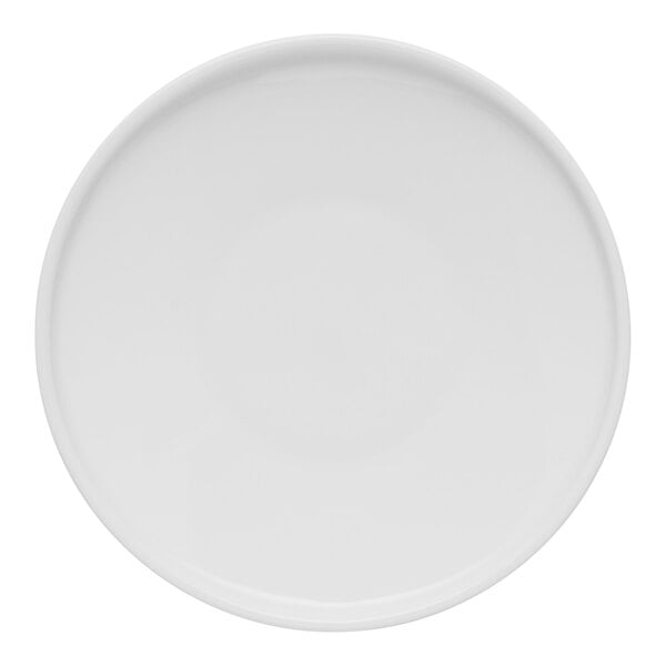 A white Libbey porcelain plate with a white rim.