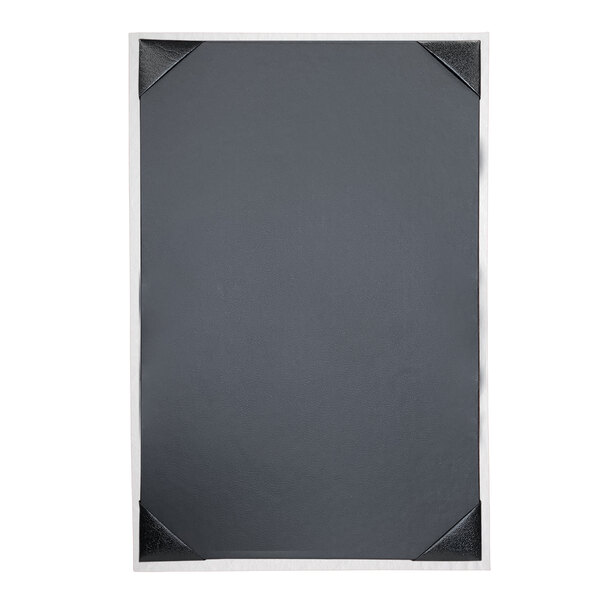 A white rectangular menu cover with white edges.