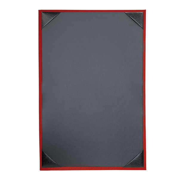 A rectangular black and red frame with a grey rectangular object inside with a red border.