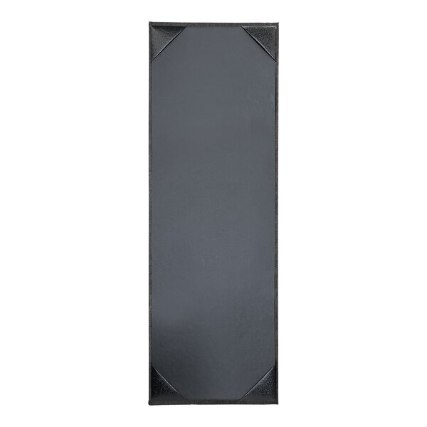 A rectangular grey menu cover with a black border.