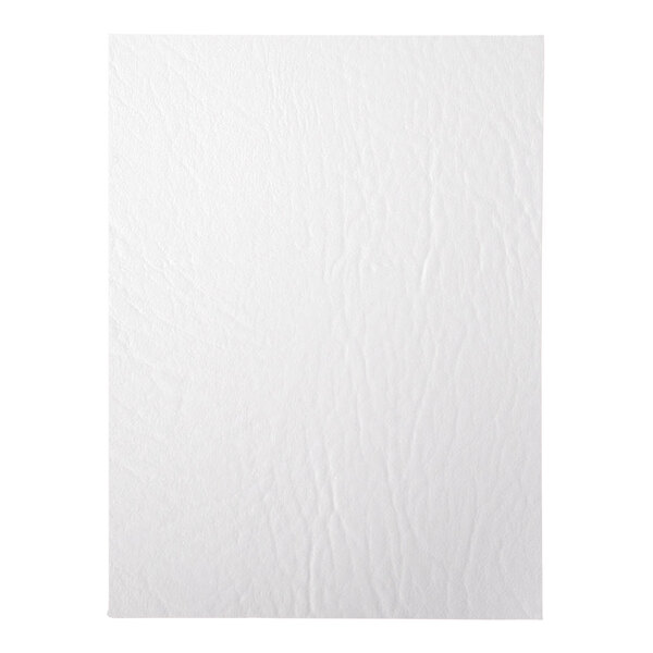 A white customizable menu cover with black text on white paper.