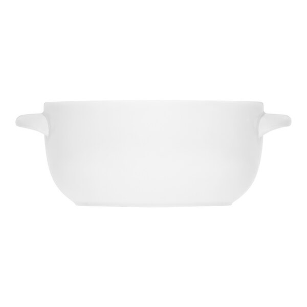 A Bauscher porcelain casserole dish with handles on a white background.