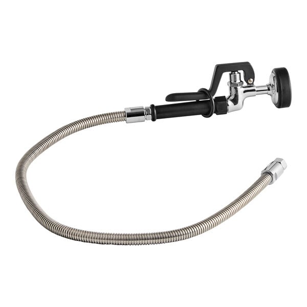 A black and silver Regency pre-rinse hose with a black handle.