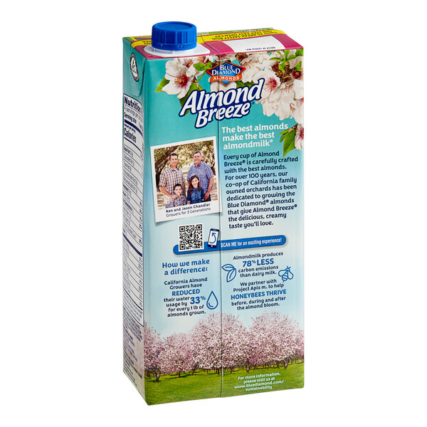 A carton of Almond Breeze Unsweetened Almond and Coconut Milk Blend with a picture of a tree.