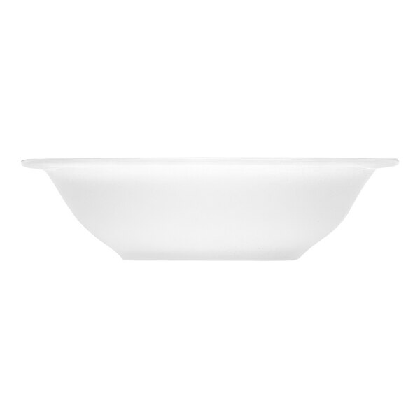 A Bauscher bright white porcelain salad bowl with an embossed design.