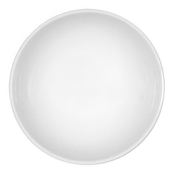 A Bauscher bright white porcelain bowl with a white background.