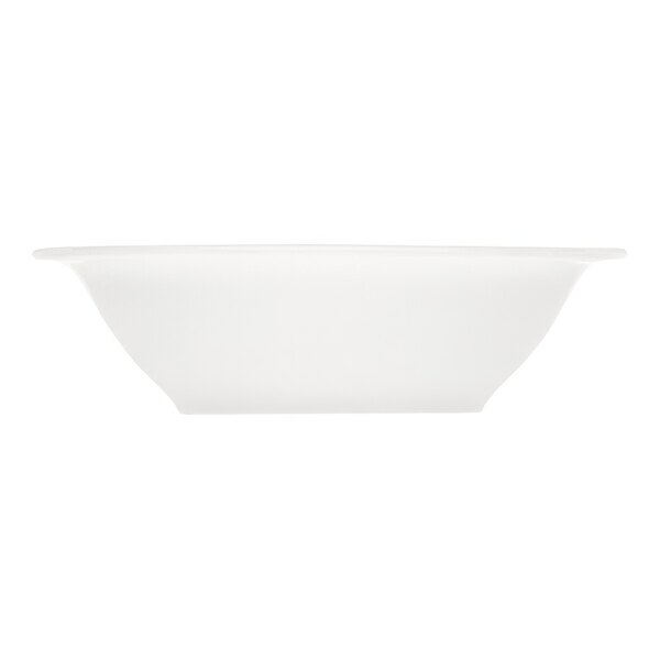 A Bauscher bright white porcelain salad bowl with an embossed design.