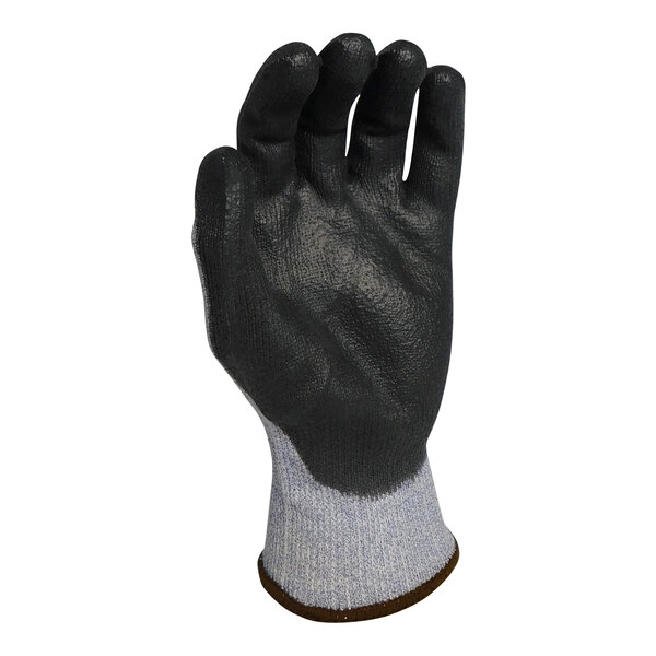 A pair of blue and black Armor Guys HDPE gloves with black palm coating.