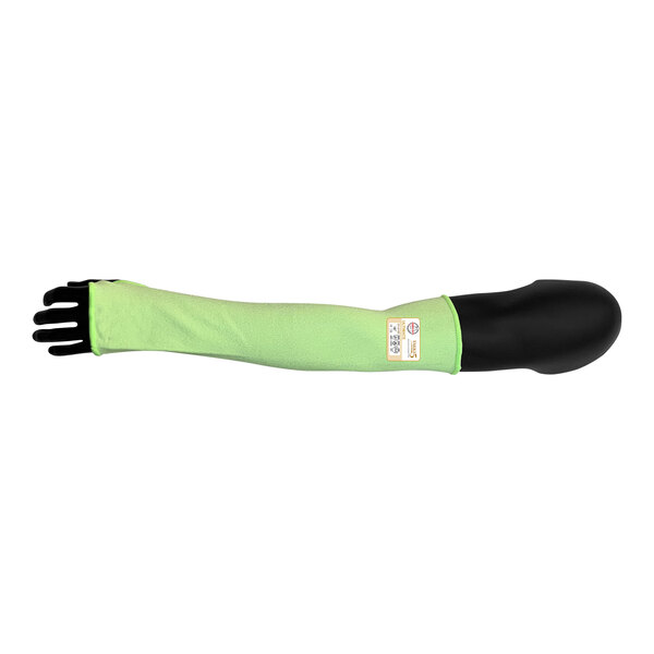 A hi-vis yellow Armor Guys protective sleeve with a thumb hole.