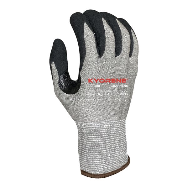 A pair of gray Armor Guys Kyorene work gloves with black and grey palms.