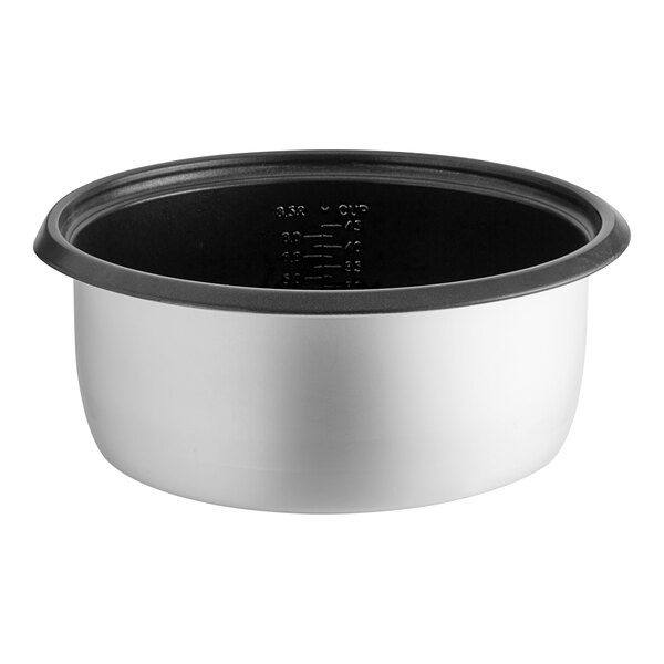 An Avantco non-stick pot with a black rim.