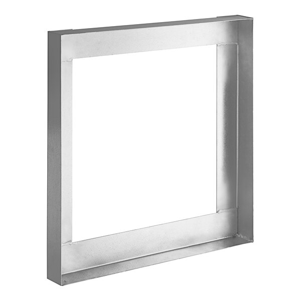 A square metal frame with a square hole in it.