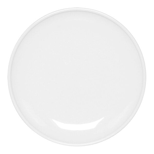 A white plate with a white rim.