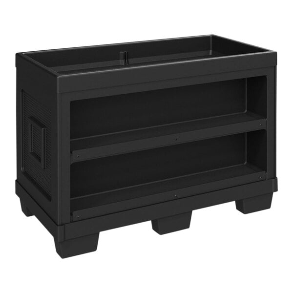 A black plastic Borray end cap with 2 shelves.