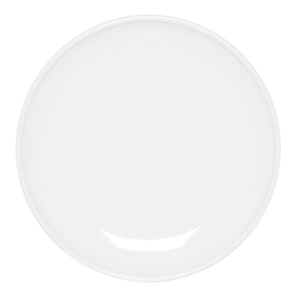 A white plate with a white rim.