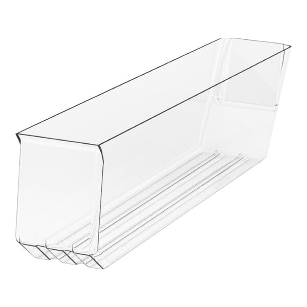 A Borray clear molded plastic bin with a handle.