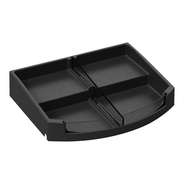 A black Borray shelf organizer with two compartments.