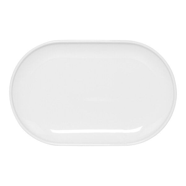 A Front of the House white oval porcelain plate with a small rim.