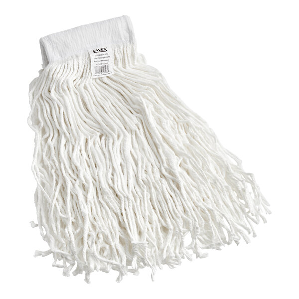 A white Lavex rayon mop head with fringes.