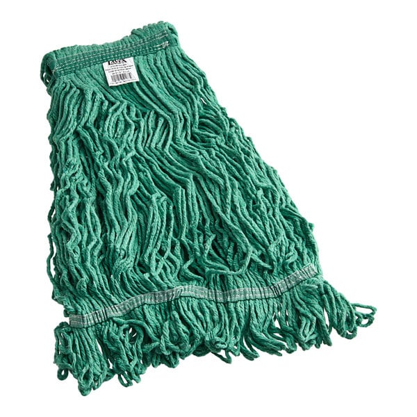 A green Lavex Pro rayon blend mop head with a 1" headband.