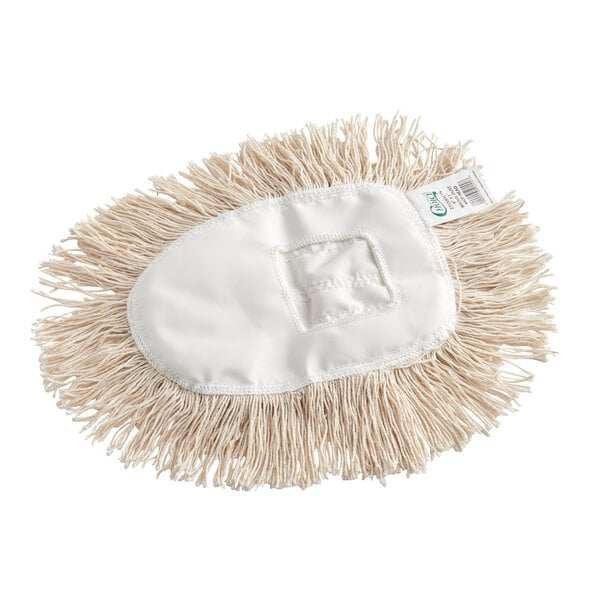 A white cotton mop head with fringe.