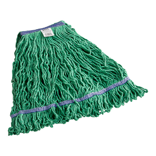 A green Lavex Pro mop with blue trim on a white background.