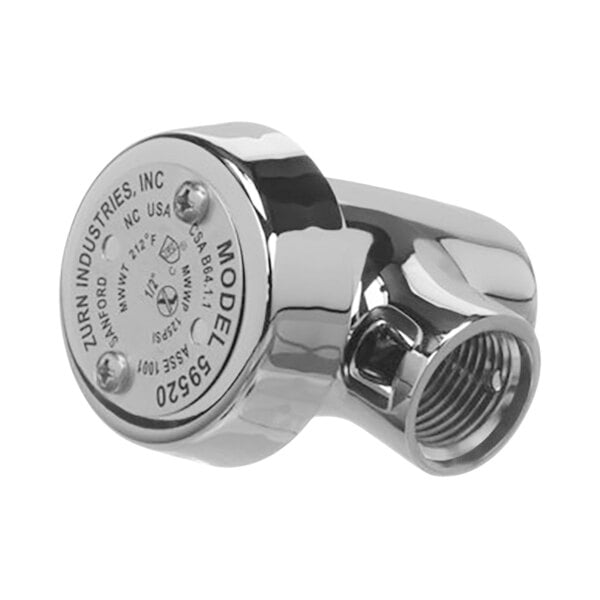 A shiny silver Zurn Vacuum Breaker Assembly for a mop sink faucet.