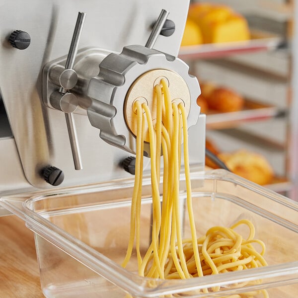 Estella Bucatini pasta made with a pasta machine.
