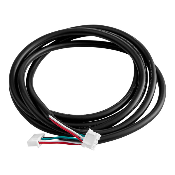 A black cable with white and green connectors.