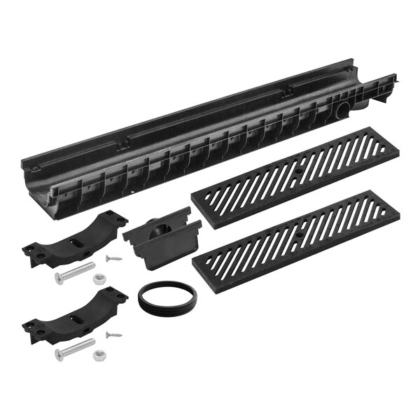 A black plastic rack with two screws and two screws.