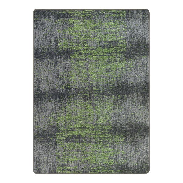 A close-up of a Joy Carpets meadow area rug with green and grey stripes.