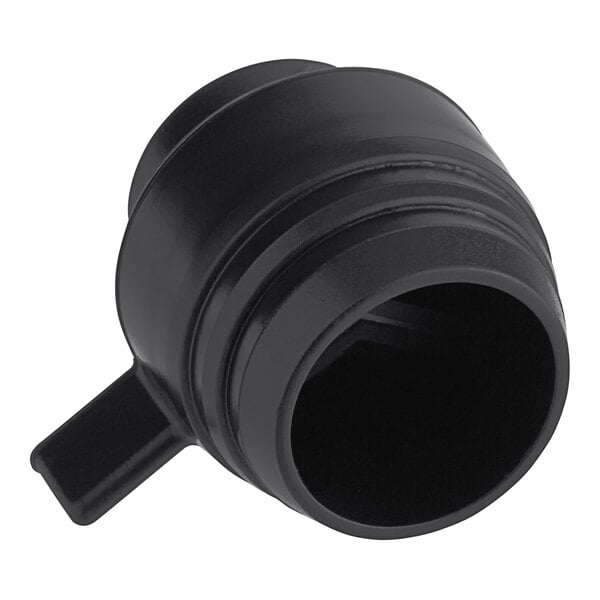 A close-up of a black round ServSense nozzle with a handle.