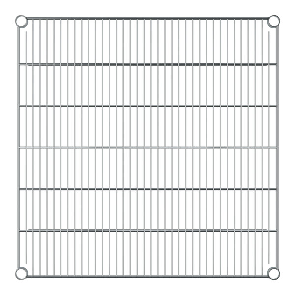 A close-up of a Regency stainless steel wire shelf.