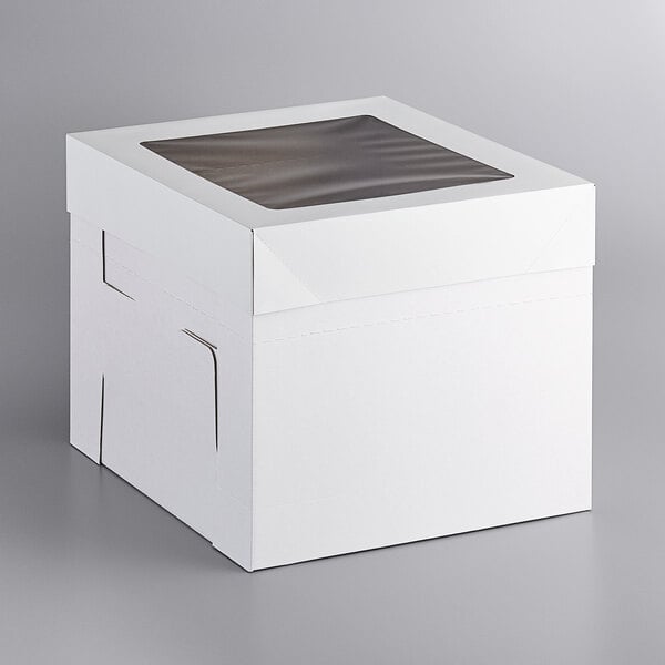 A white Enjay flexbox bakery box with a window.