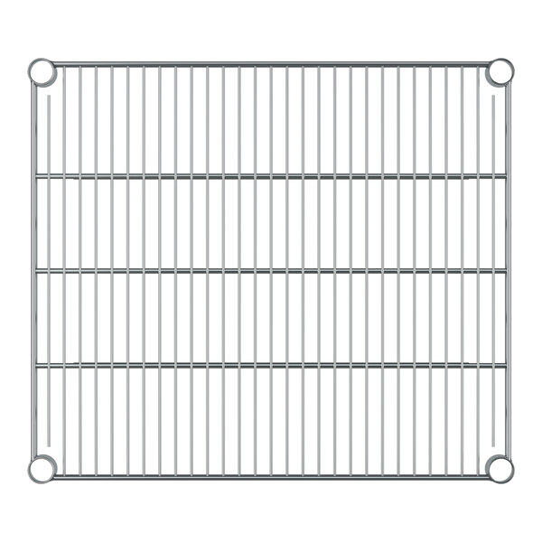 A close-up of a Regency stainless steel wire shelf grid.