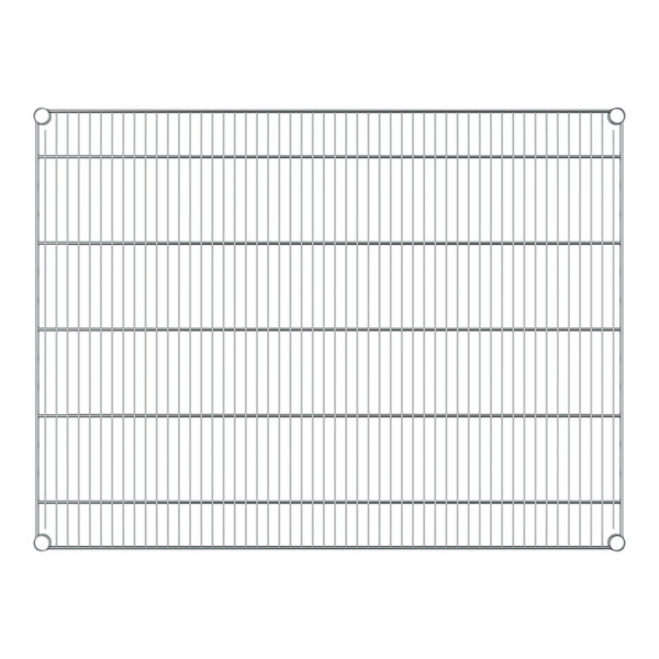 A close-up of a Regency stainless steel wire shelf grid.