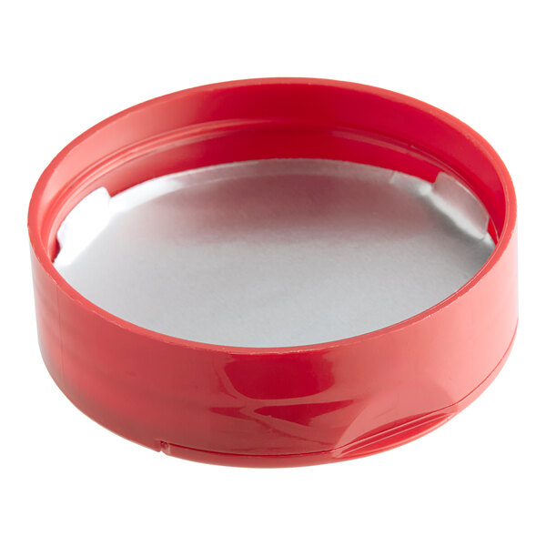 A white circle with a red 53/485 dual-flapper induction-lined lid.