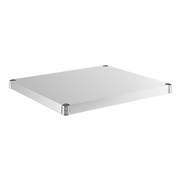 A white rectangular Regency stainless steel shelf.