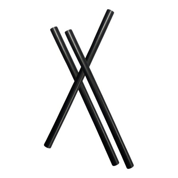 Three black StrawFish cocktail straws.