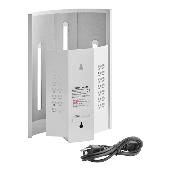 A white Lavex Zap N Trap rectangular wall sconce with a black power cord.