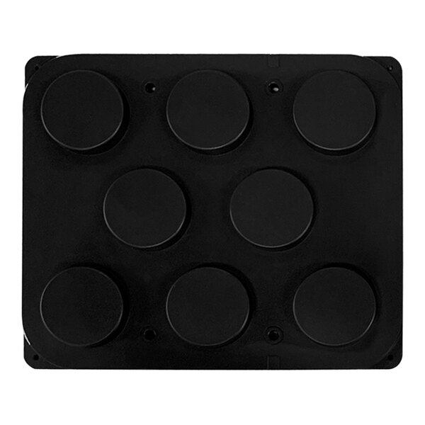 A black rectangular Pavoni insert with 8 round cavities.