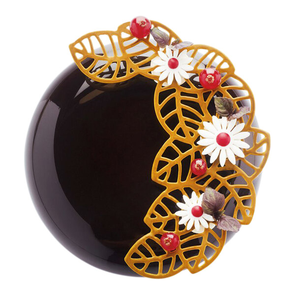 A Pavoni silicone baking mold with leaf-shaped cavities.